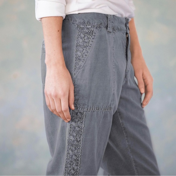 Sundance Organia lace khaki linen blend women’s pants SZ 10 - Picture 9 of 9